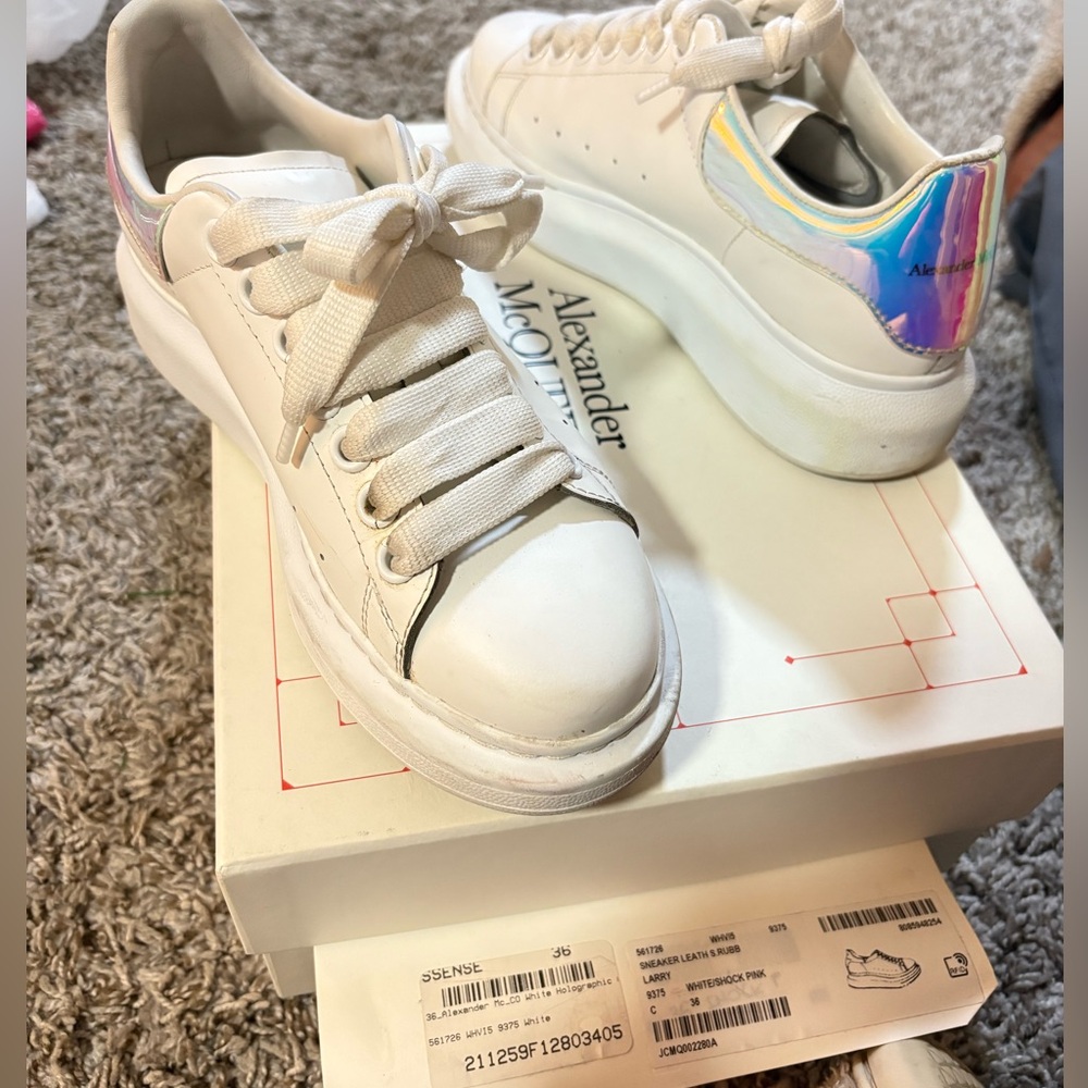 Alexander McQueen White Sneakers with Iridescent Accent